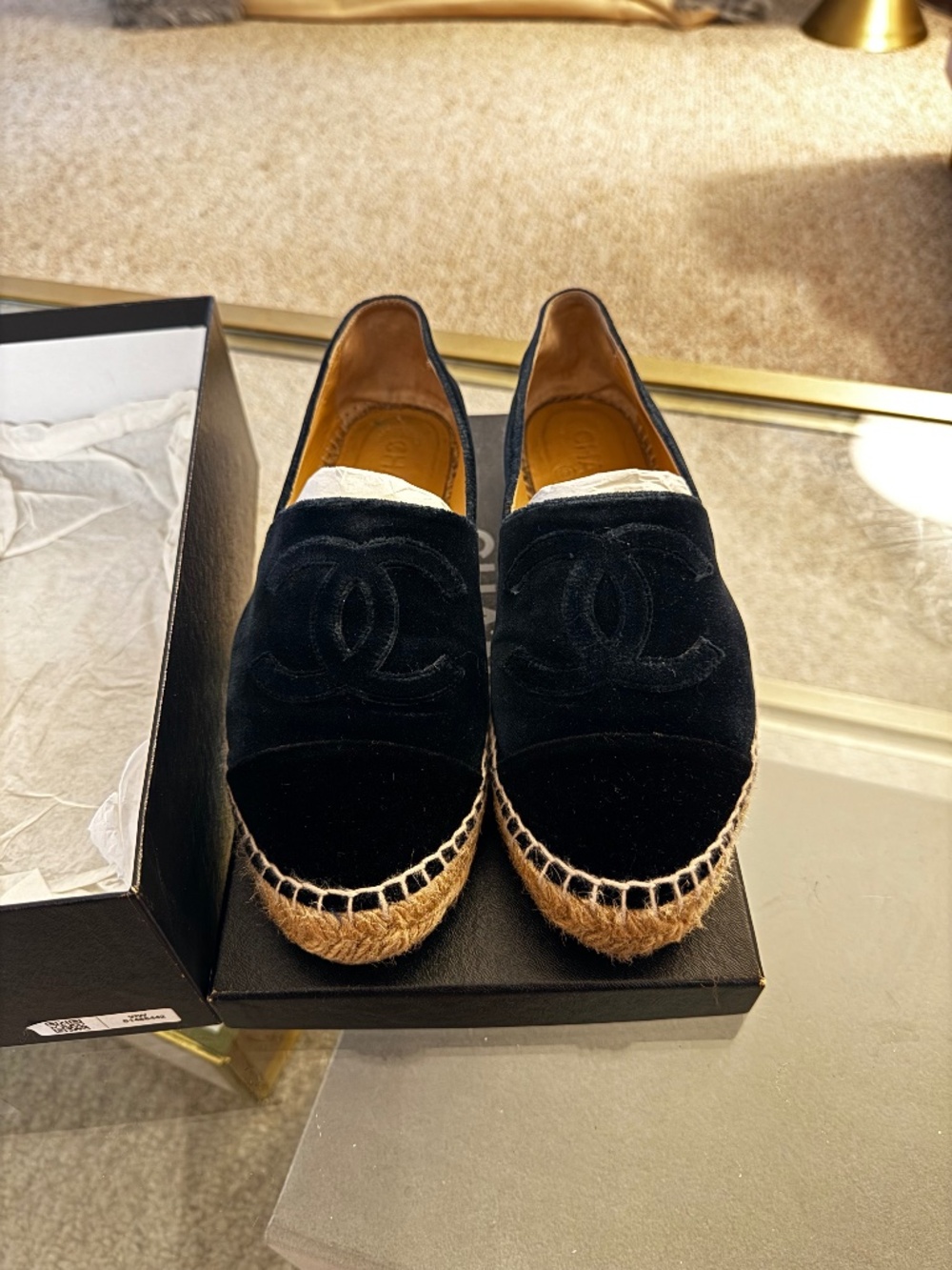 Chanel Velvet Espadrilles